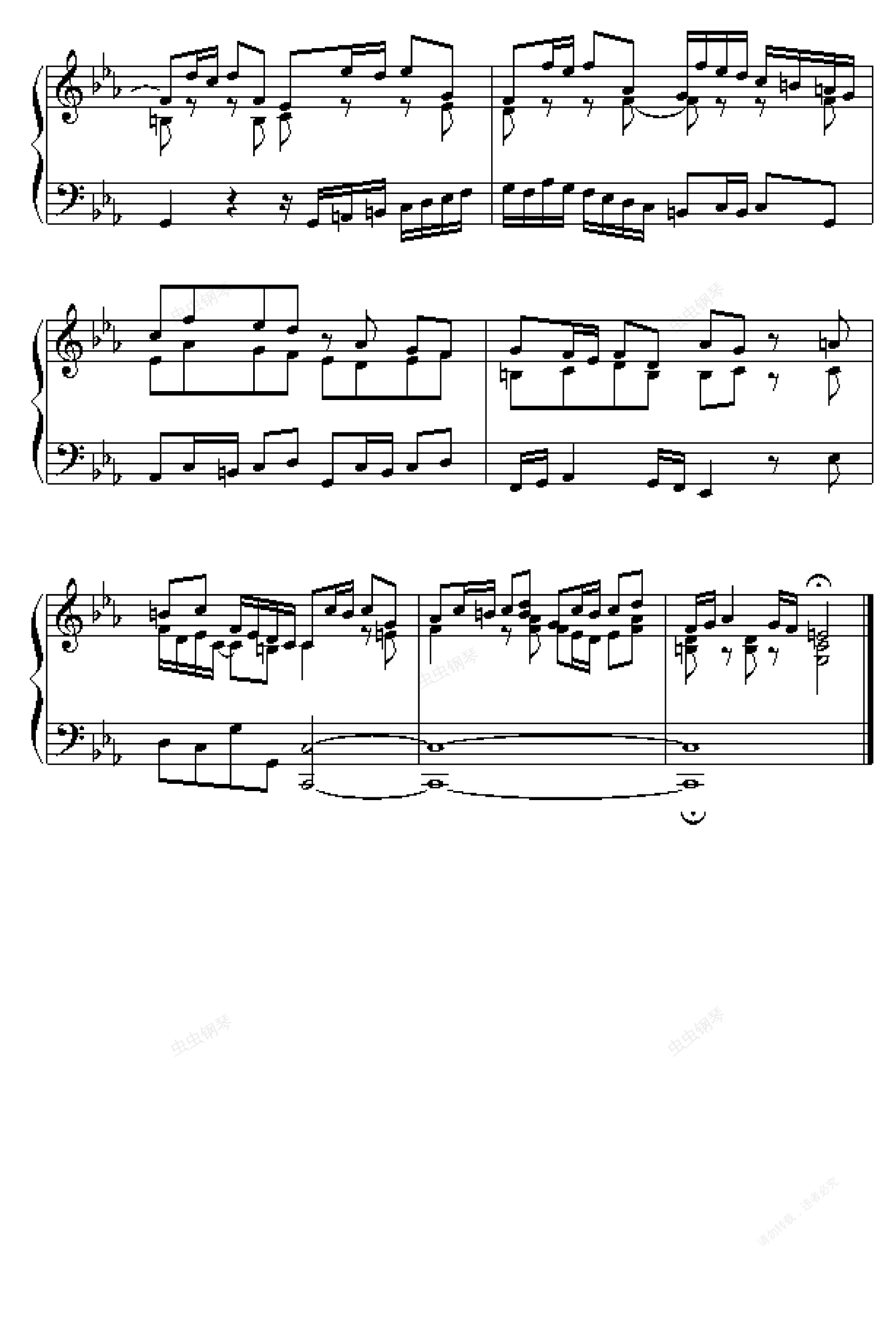 c小调赋格,c小调赋格钢琴谱,c小调赋格eb调钢琴谱,c小调赋格钢琴谱