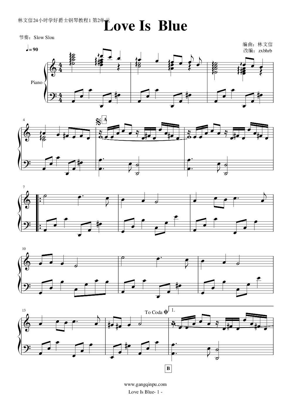 love is blue,love is blue钢琴谱,love is bluec调钢琴谱,love