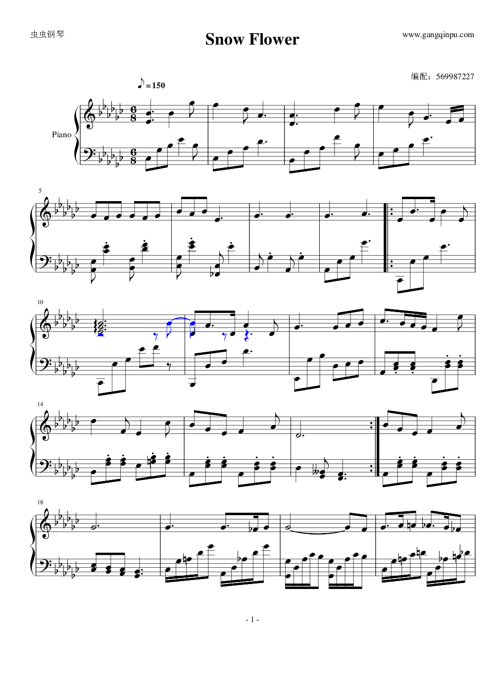 snow flower，snow flower钢琴谱，snow flower钢琴谱，snow flower钢琴谱大全，虫虫钢琴谱下载www