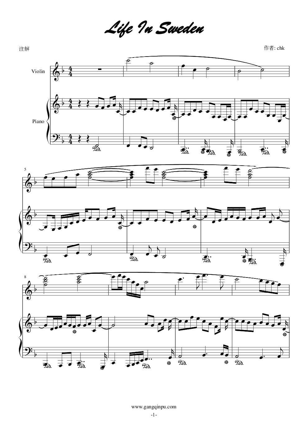 life in sweden吉他谱 - 虫虫吉他谱免费下载 - 虫虫吉他