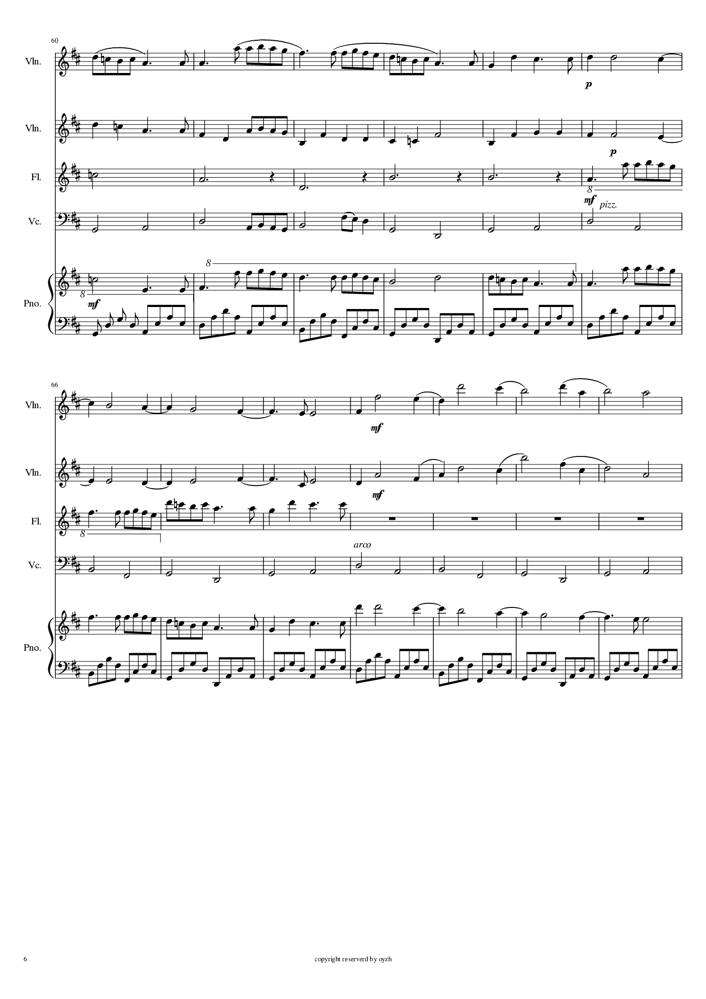 卡农-五重奏-钢琴-小提琴X2-大提琴-长笛