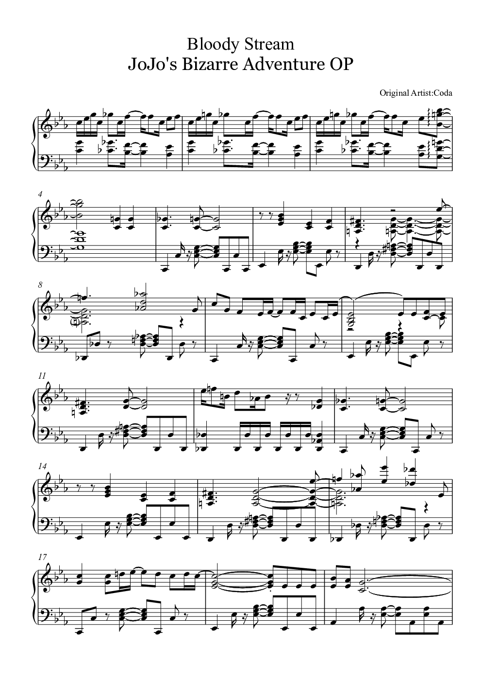 bloody stream,bloody stream钢琴谱,bloody streameb调钢琴谱,bloody