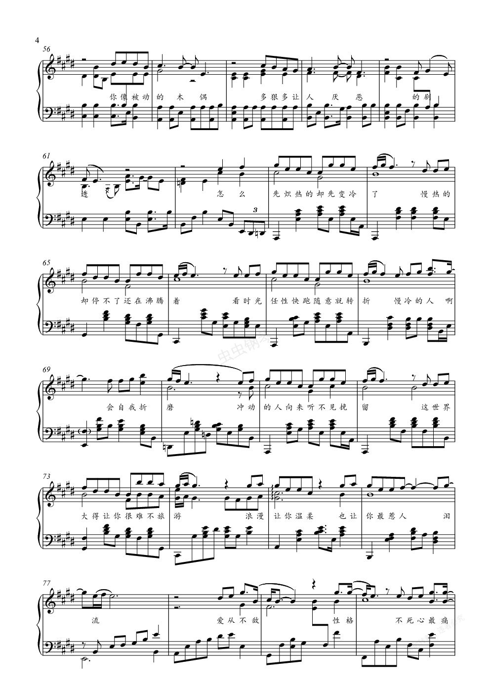 慢冷-金老师钢琴独奏谱191105钢琴谱,慢冷-金老师钢琴独奏谱191105e