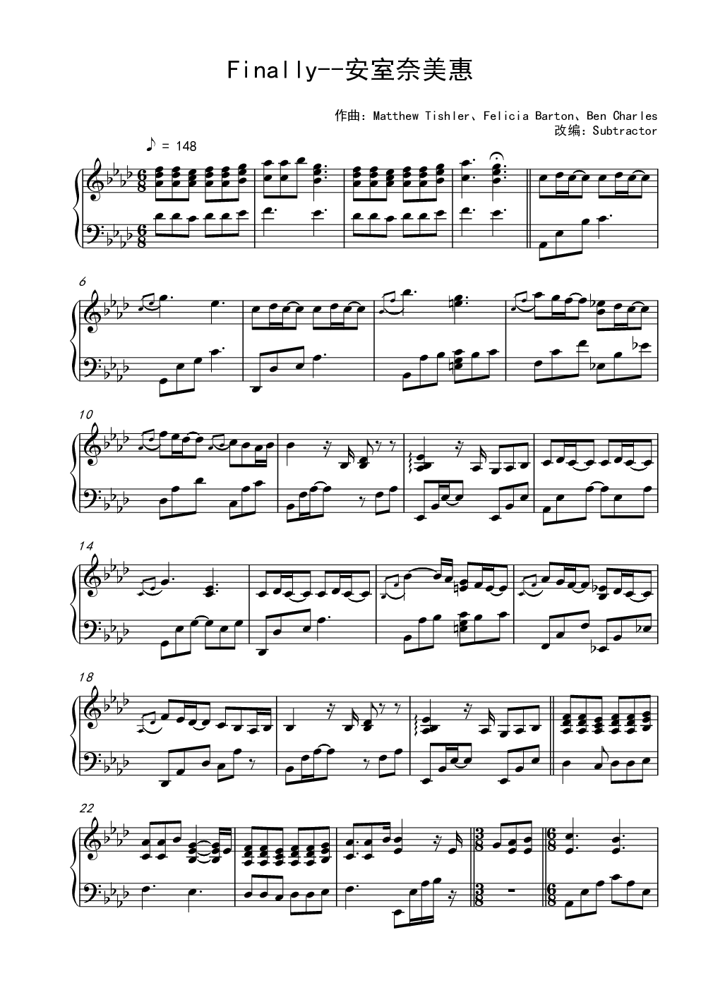 finally,finally钢琴谱,finallyab调钢琴谱,finally钢琴谱大全,虫虫