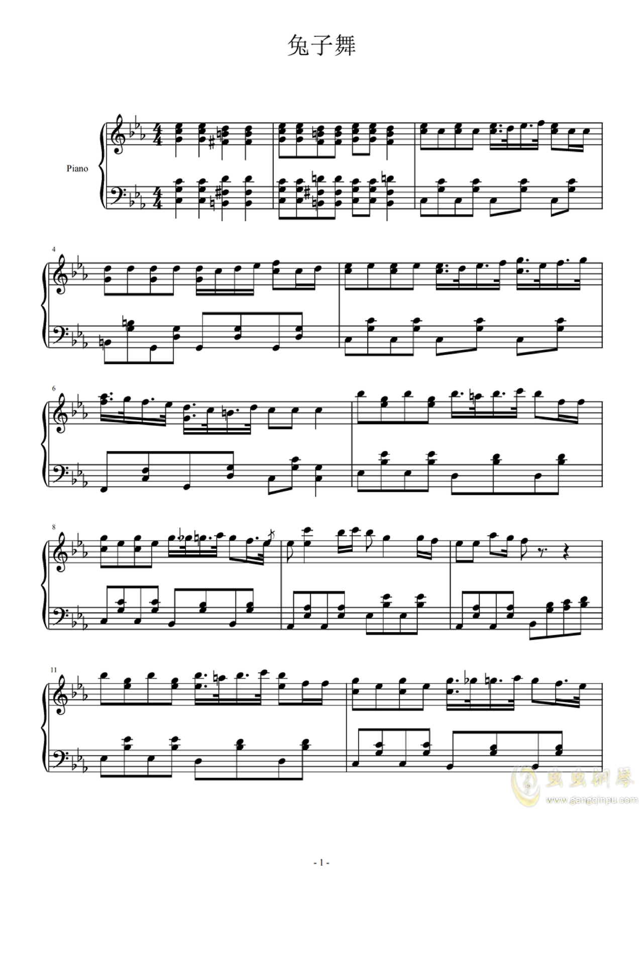 兔子舞,兔子舞钢琴谱,兔子舞多调钢琴谱,兔子舞钢琴谱大全,虫虫钢琴谱