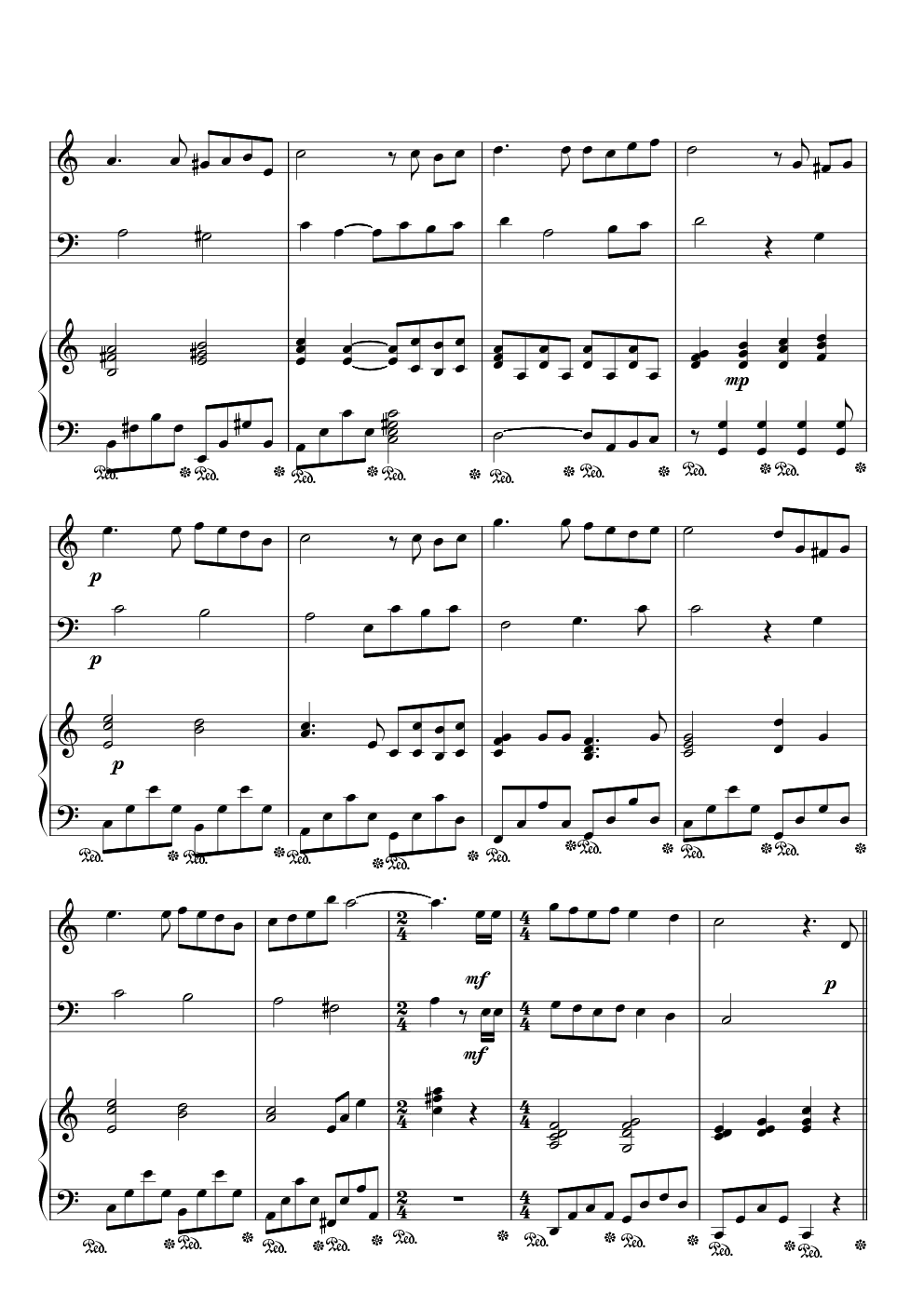 彩虹(周杰伦版)二声部合唱版钢琴谱-c调-虫虫乐谱