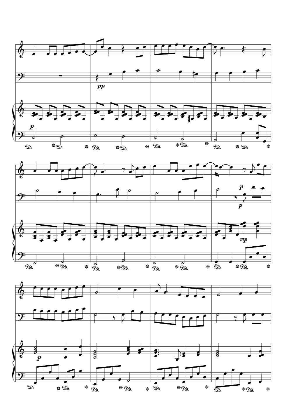 彩虹(周杰伦版)二声部合唱版钢琴谱-c调-虫虫乐谱