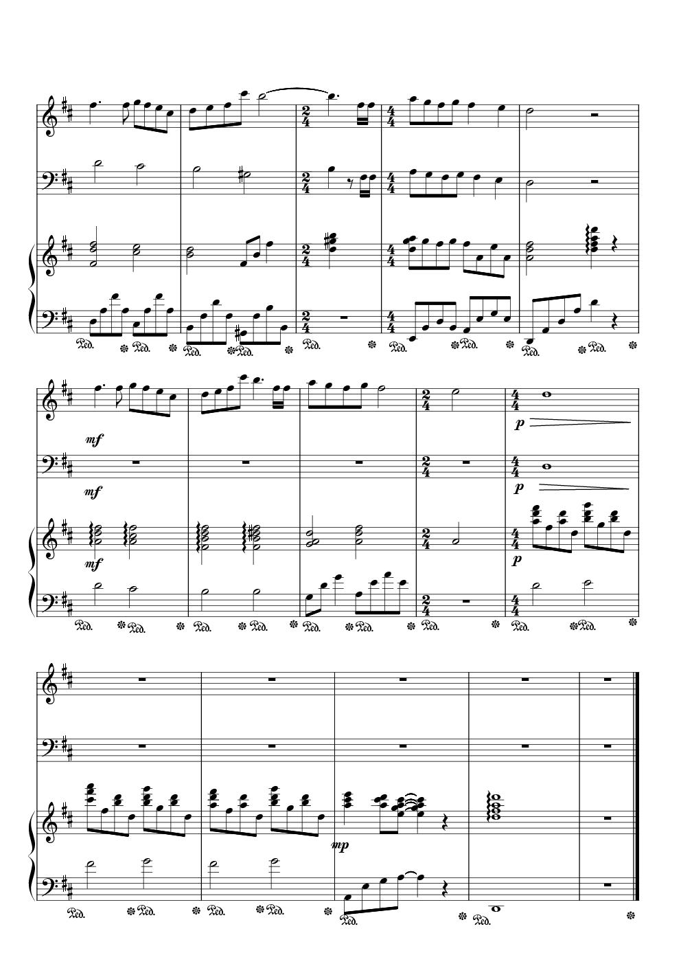 彩虹(周杰伦版)二声部合唱版钢琴谱-c调-虫虫乐谱