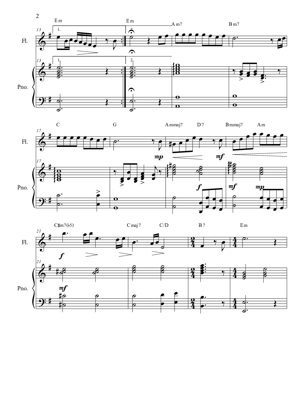 海の見える街(长笛与钢琴伴奏)