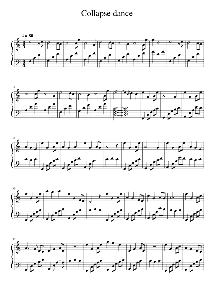 collapse dance,collapse dance钢琴谱,collapse dancec调钢琴谱