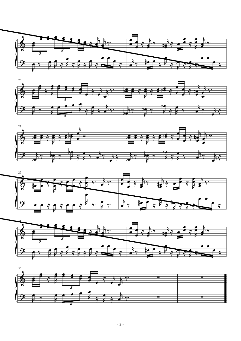 超级玛丽/超级马里奥兄弟 游戏音乐钢琴谱-c调-虫虫乐谱