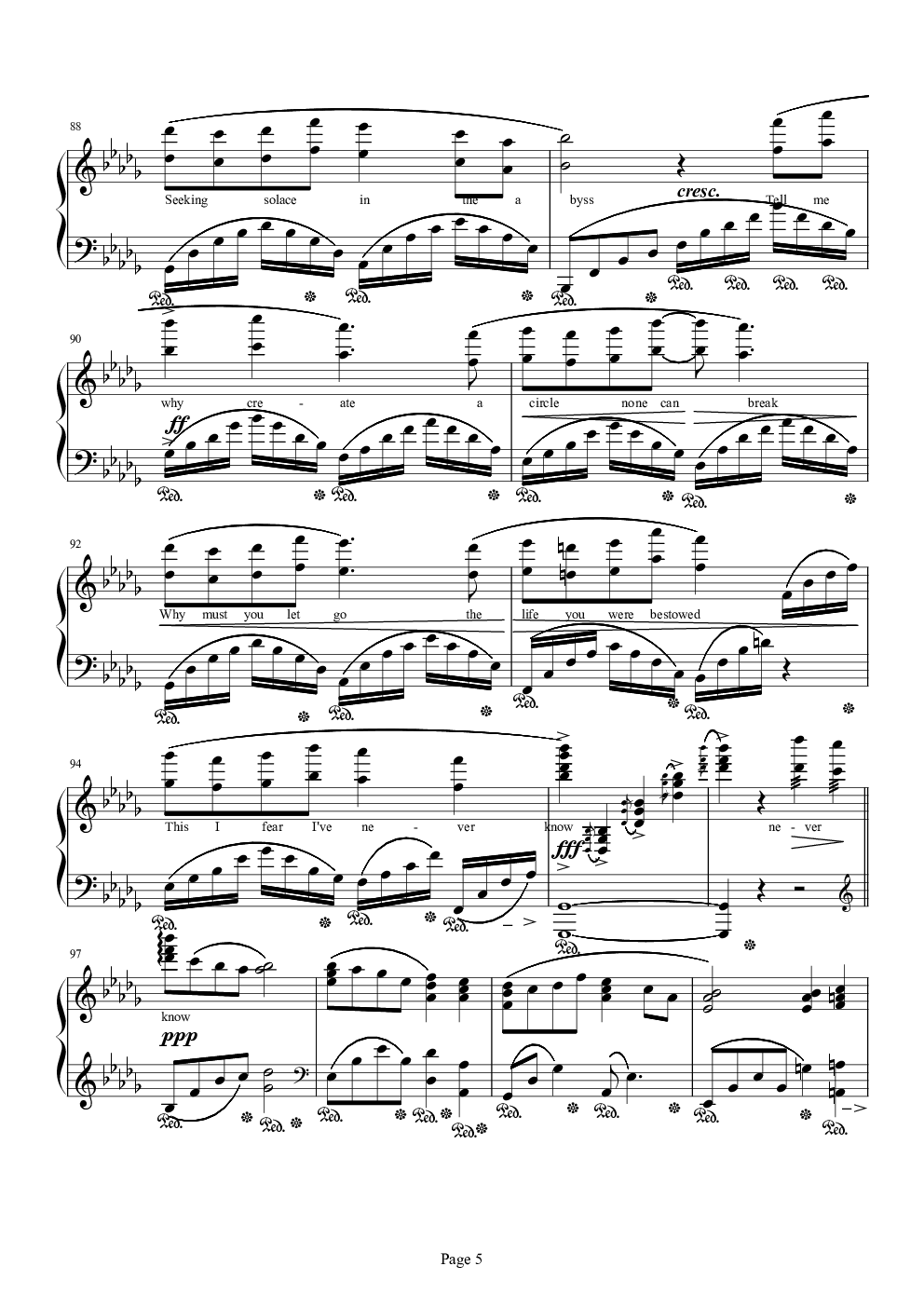 dragonsong(main theme of final fantasy xiv:heavensward)钢琴谱-c