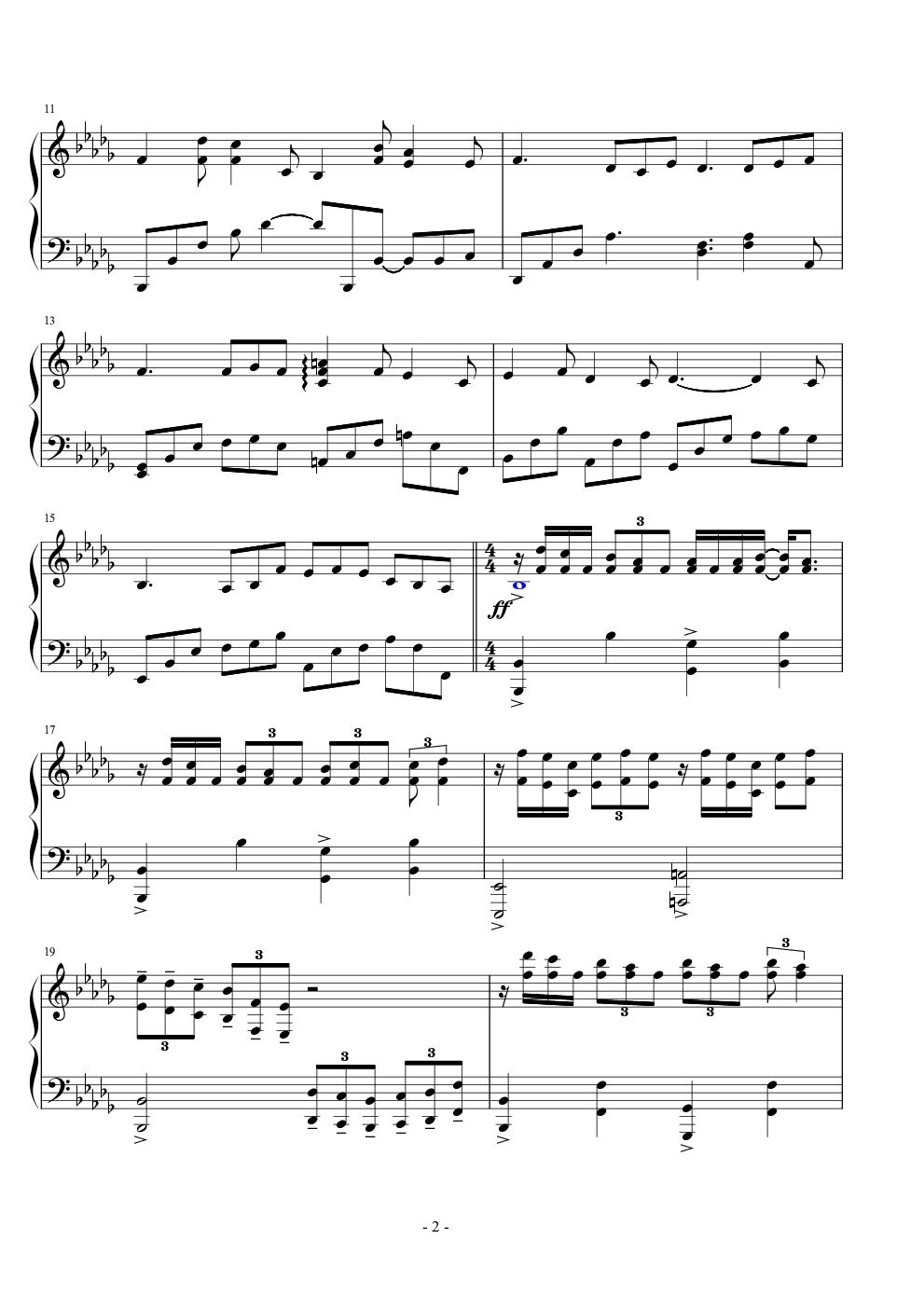 前奏曲-陣雨钢琴谱-c调-虫虫乐谱