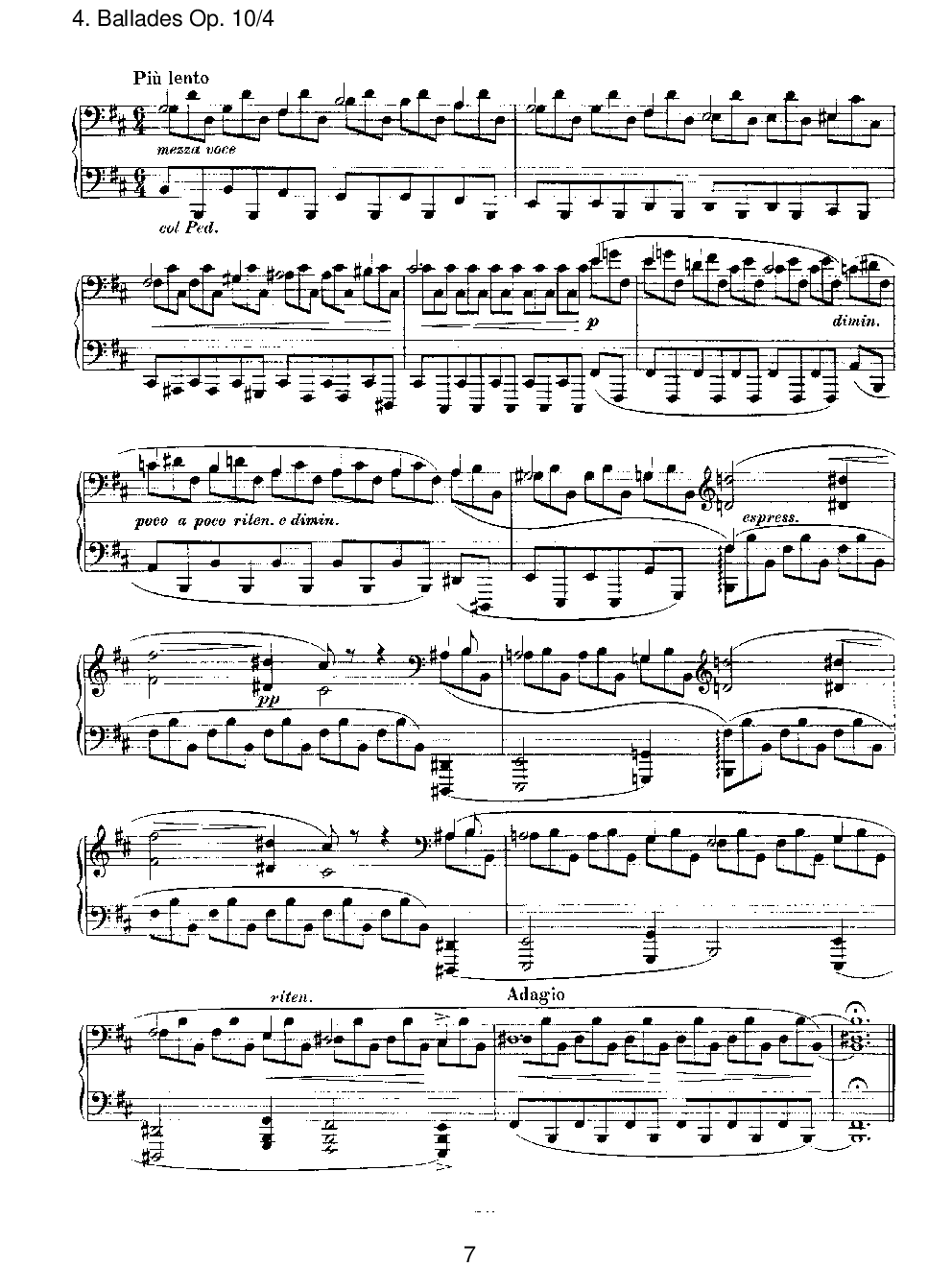 勃拉姆斯 《叙事曲》 Op.10  No.4