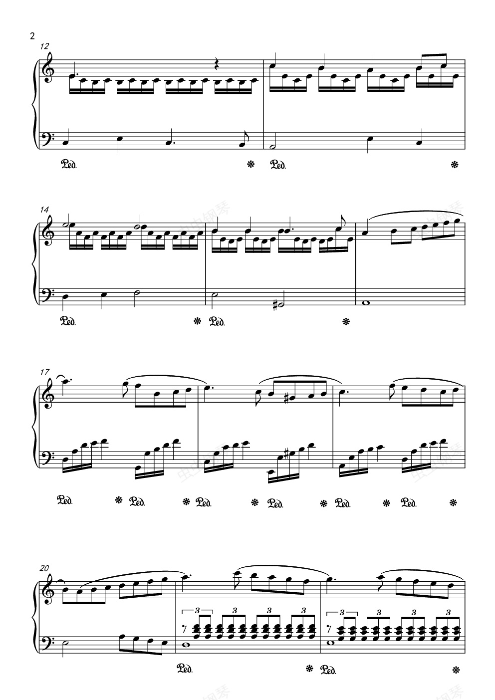 你的微笑,你的微笑钢琴谱,你的微笑c调钢琴谱,你的微笑钢琴谱大全