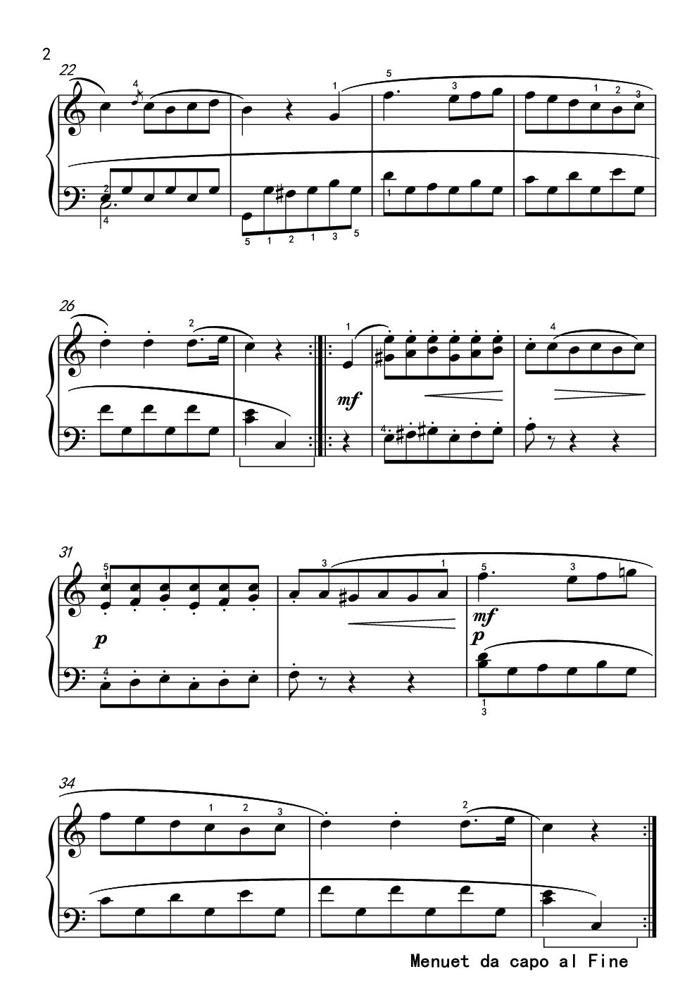 中国音乐学院考级三级自选曲目 1. C大调小步舞曲