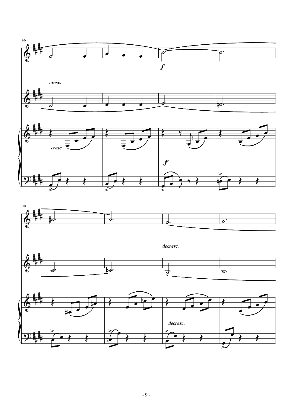 乘着歌声的翅膀 门德尔松 （钢琴+双声部合唱） 总谱