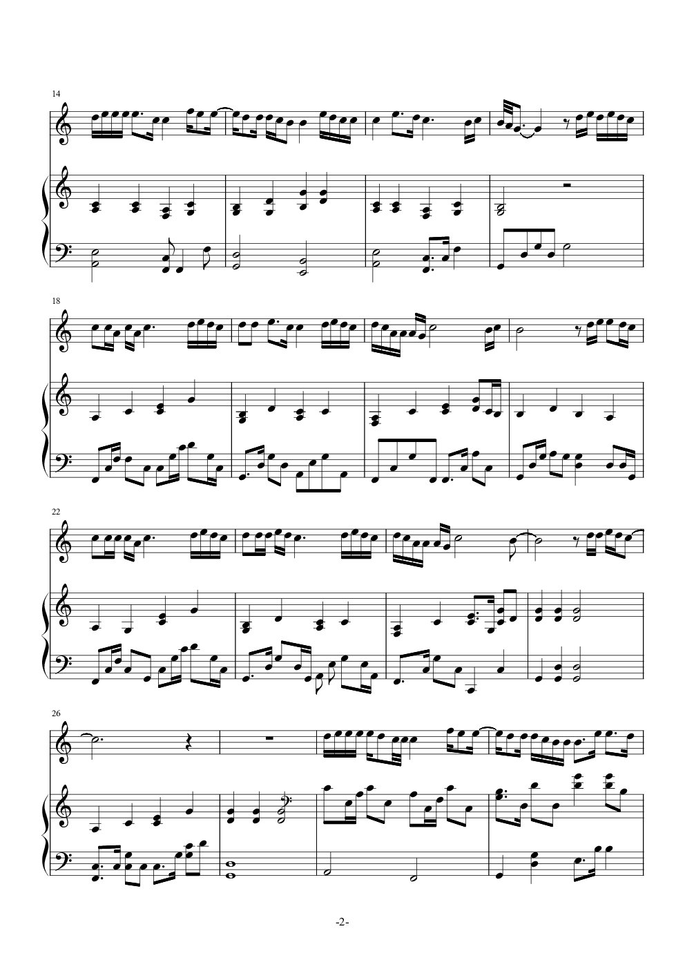 Let Her Go-钢琴伴奏版