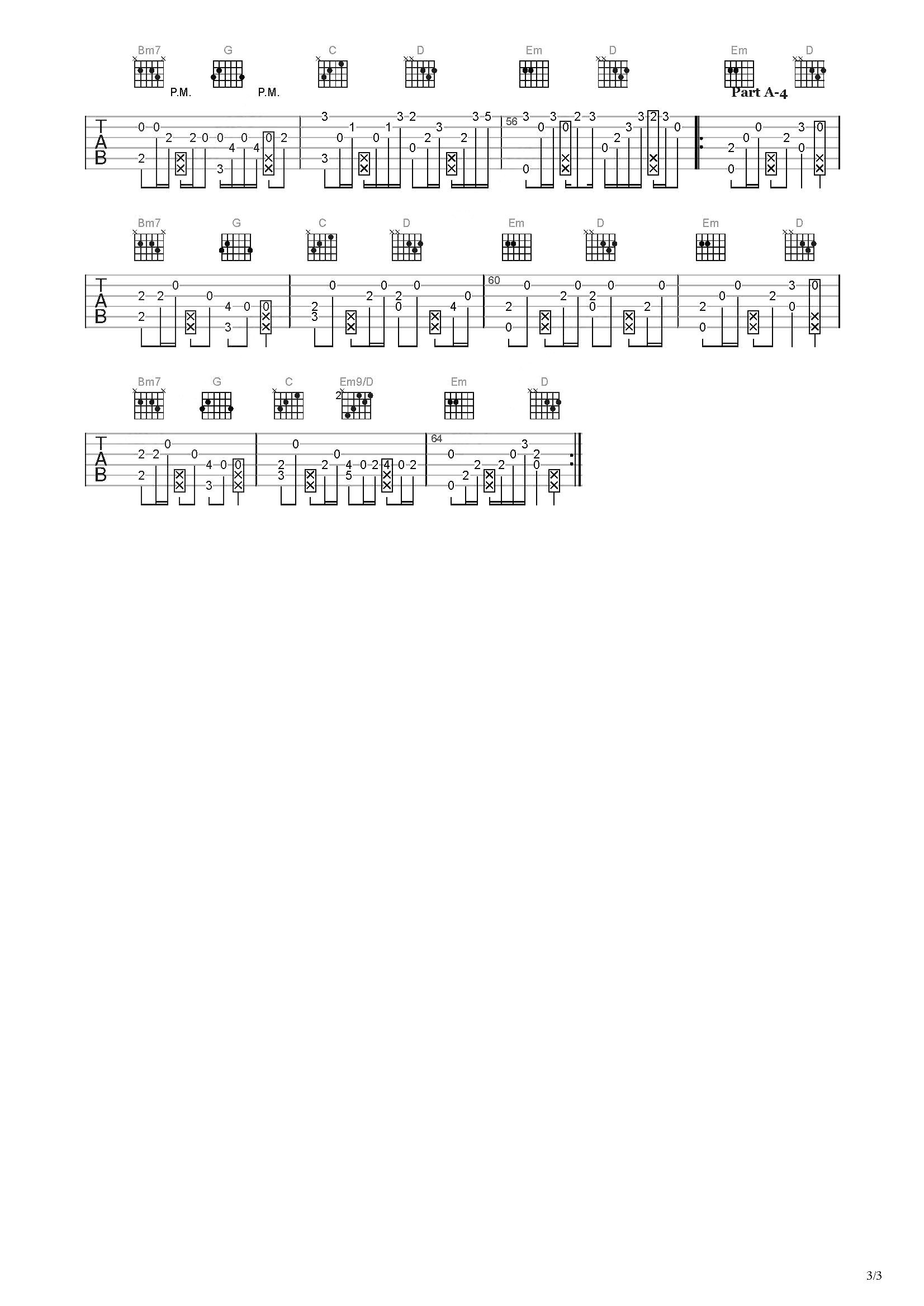Komorebi吉他谱-指弹谱-c调-虫虫吉他