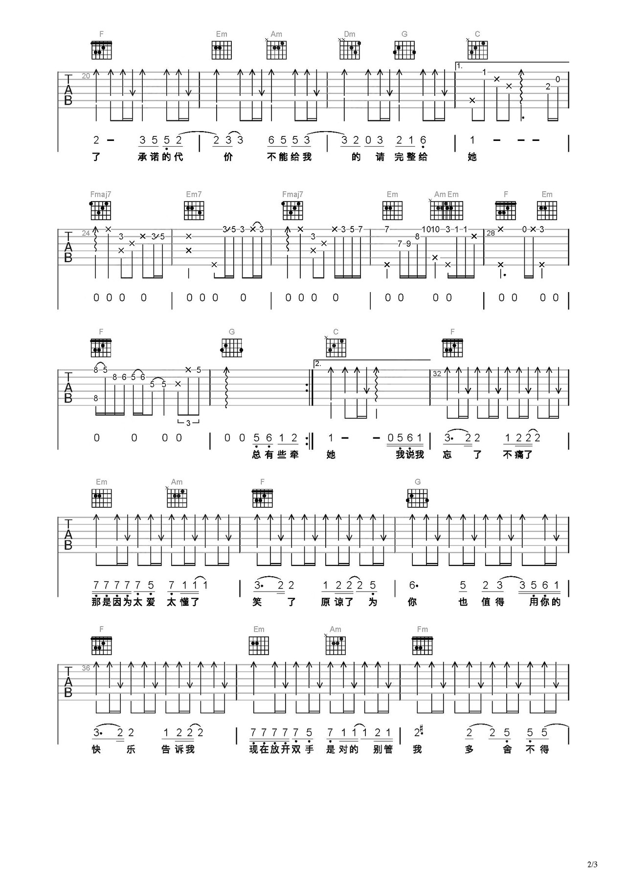 如果爱忘了吉他谱 - 虫虫吉他谱免费下载 - 虫虫吉他