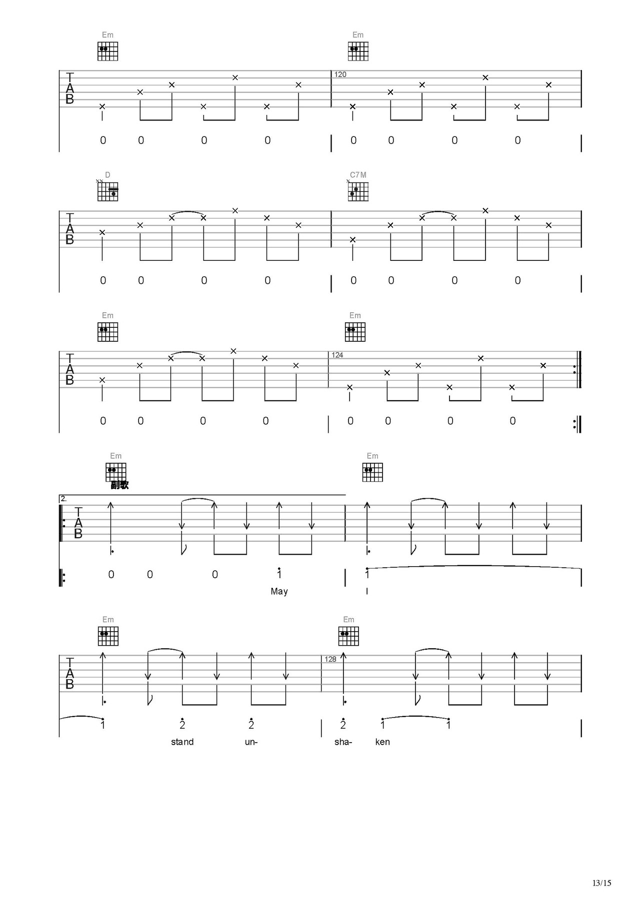 May吉他谱-弹唱谱-c调-虫虫吉他