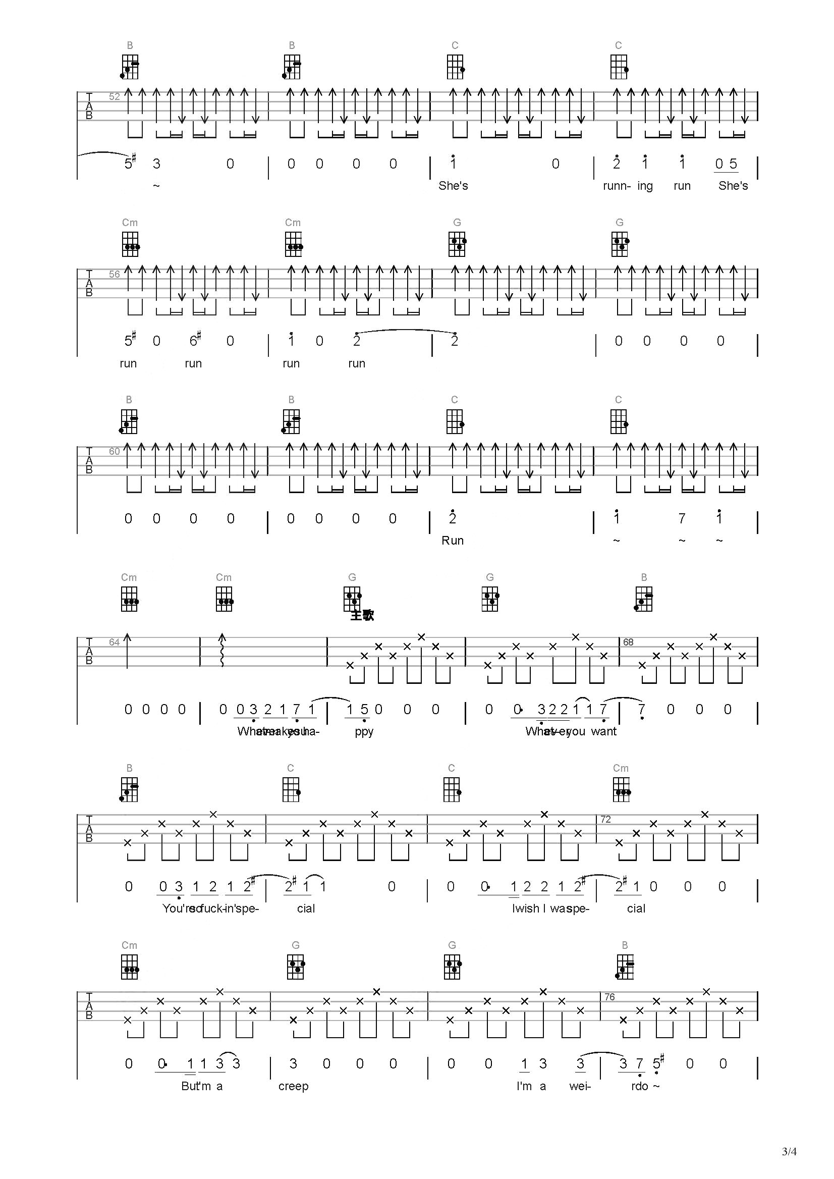 Nirvana《Negative Creep》吉他谱_C调_弹唱_六线谱-吉他客