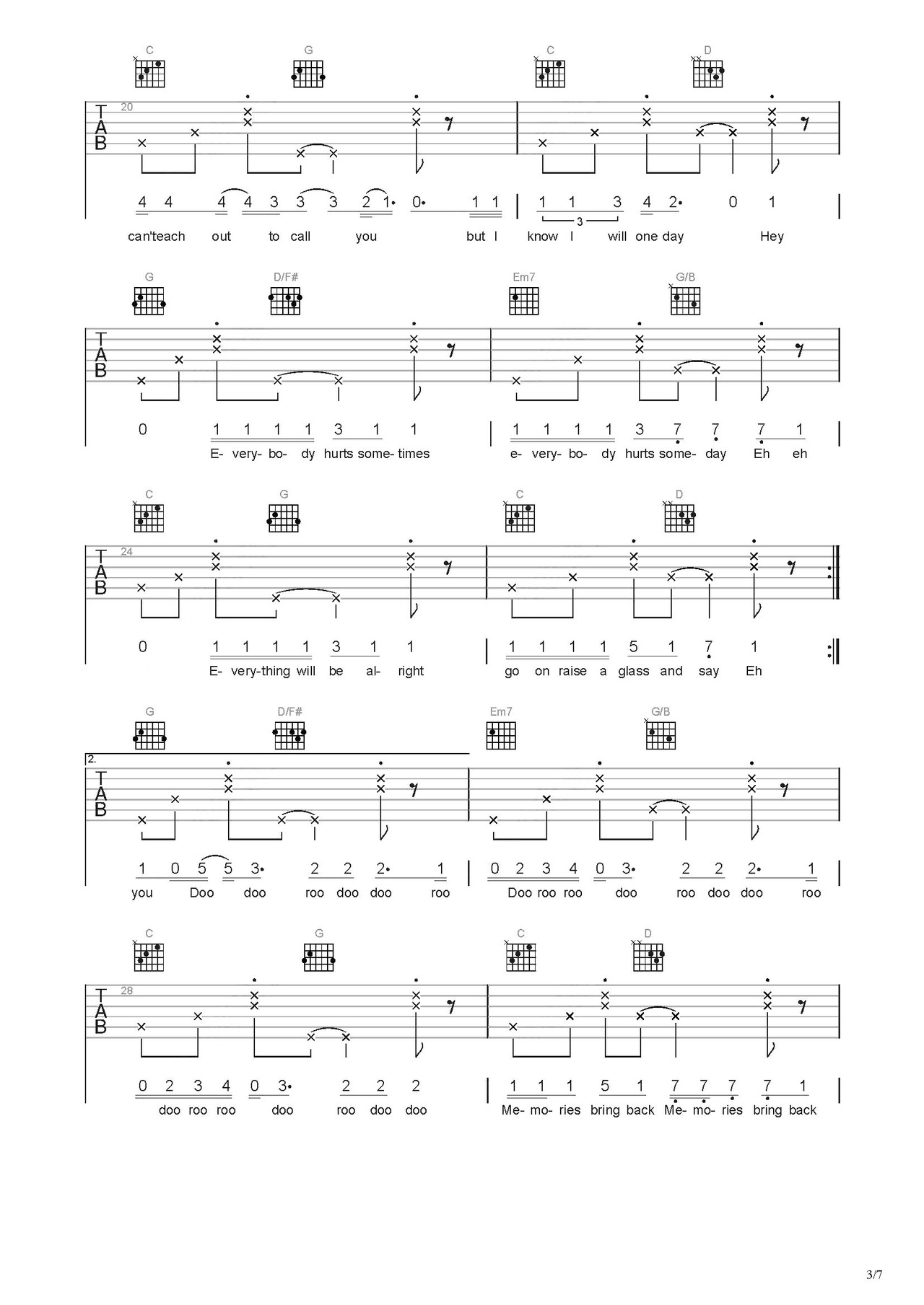 Memories吉他谱-弹唱谱-c调-虫虫吉他