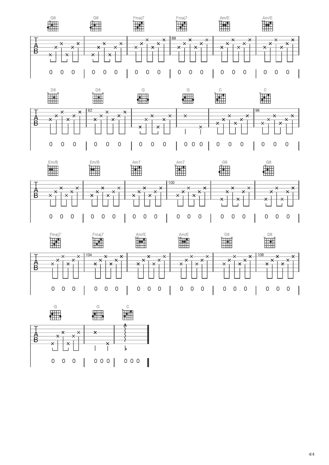 米店吉他谱-弹唱谱-c调-虫虫吉他