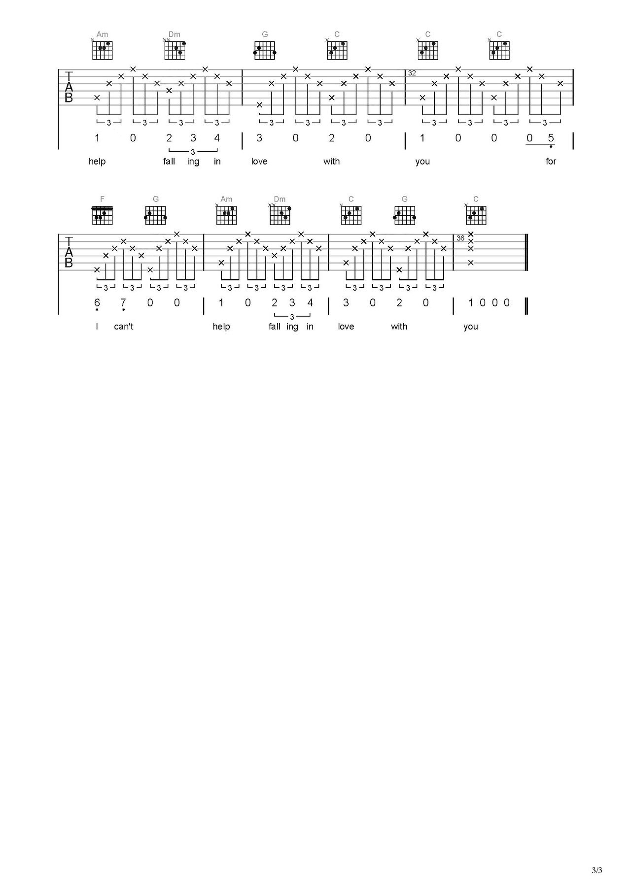 Can't Help Falling In Love Karaoke Kina Grannis can t help falling in love吉他谱-弹唱谱-虫虫吉他