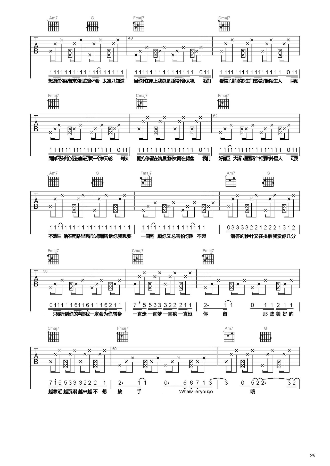 Follow吉他谱-弹唱谱-c调-虫虫吉他