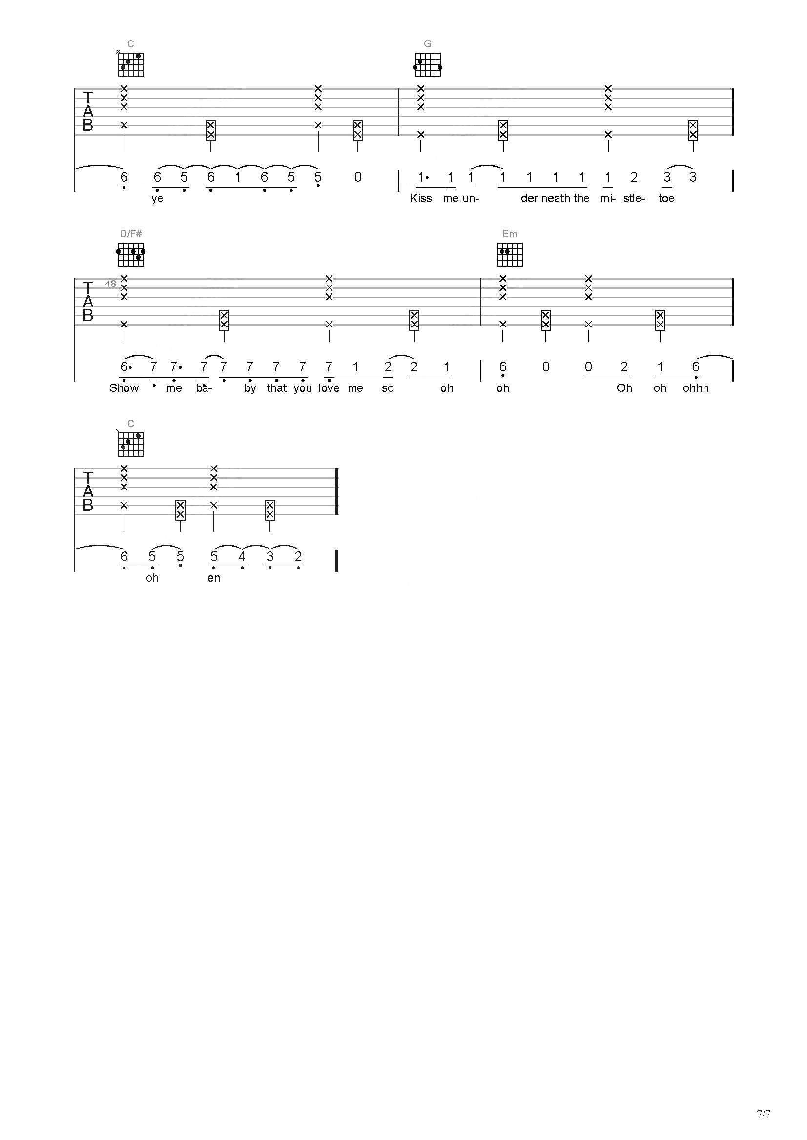 mistletoe吉他谱-弹唱谱-c调-虫虫吉他