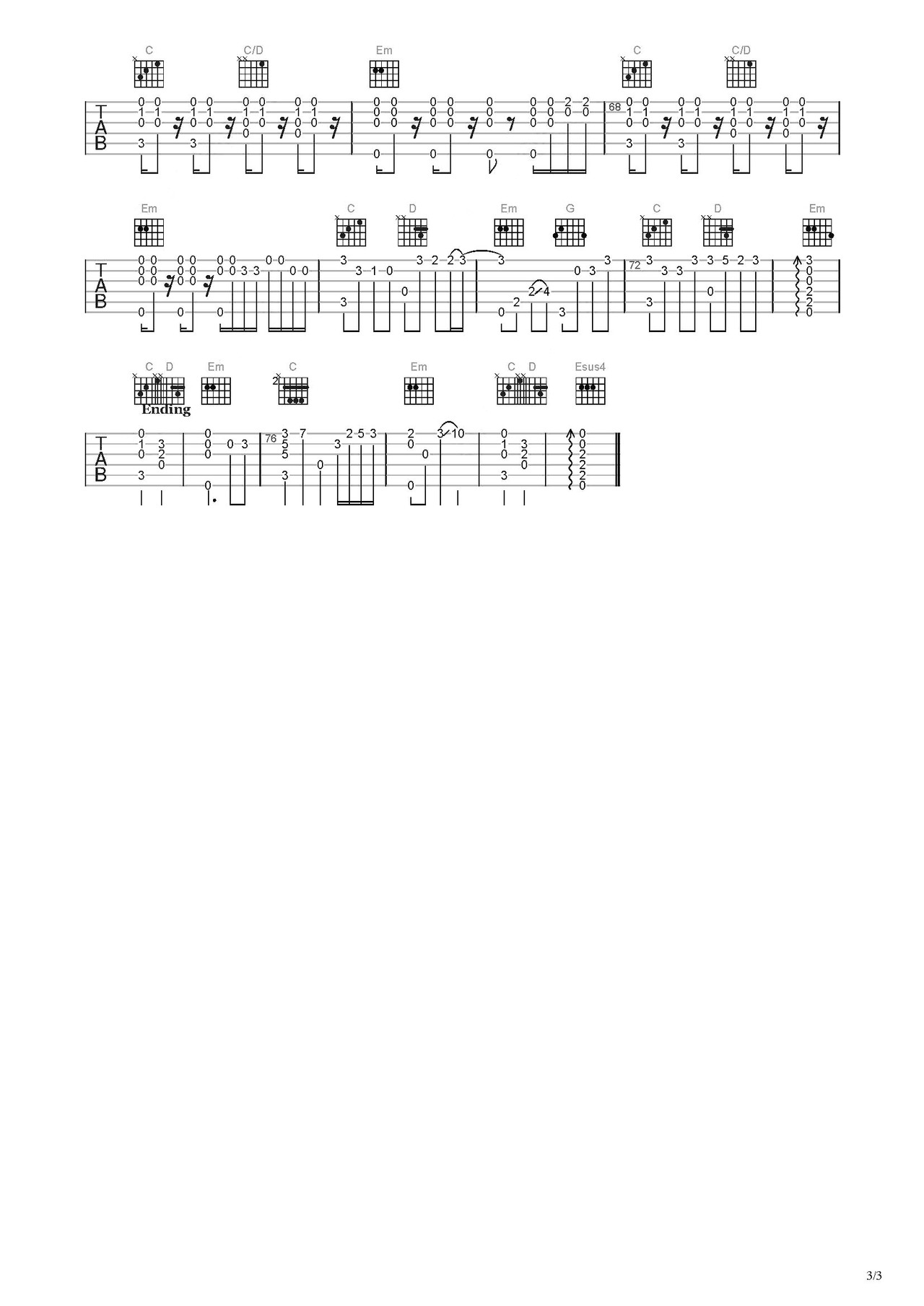 Counter吉他谱-指弹谱-虫虫吉他