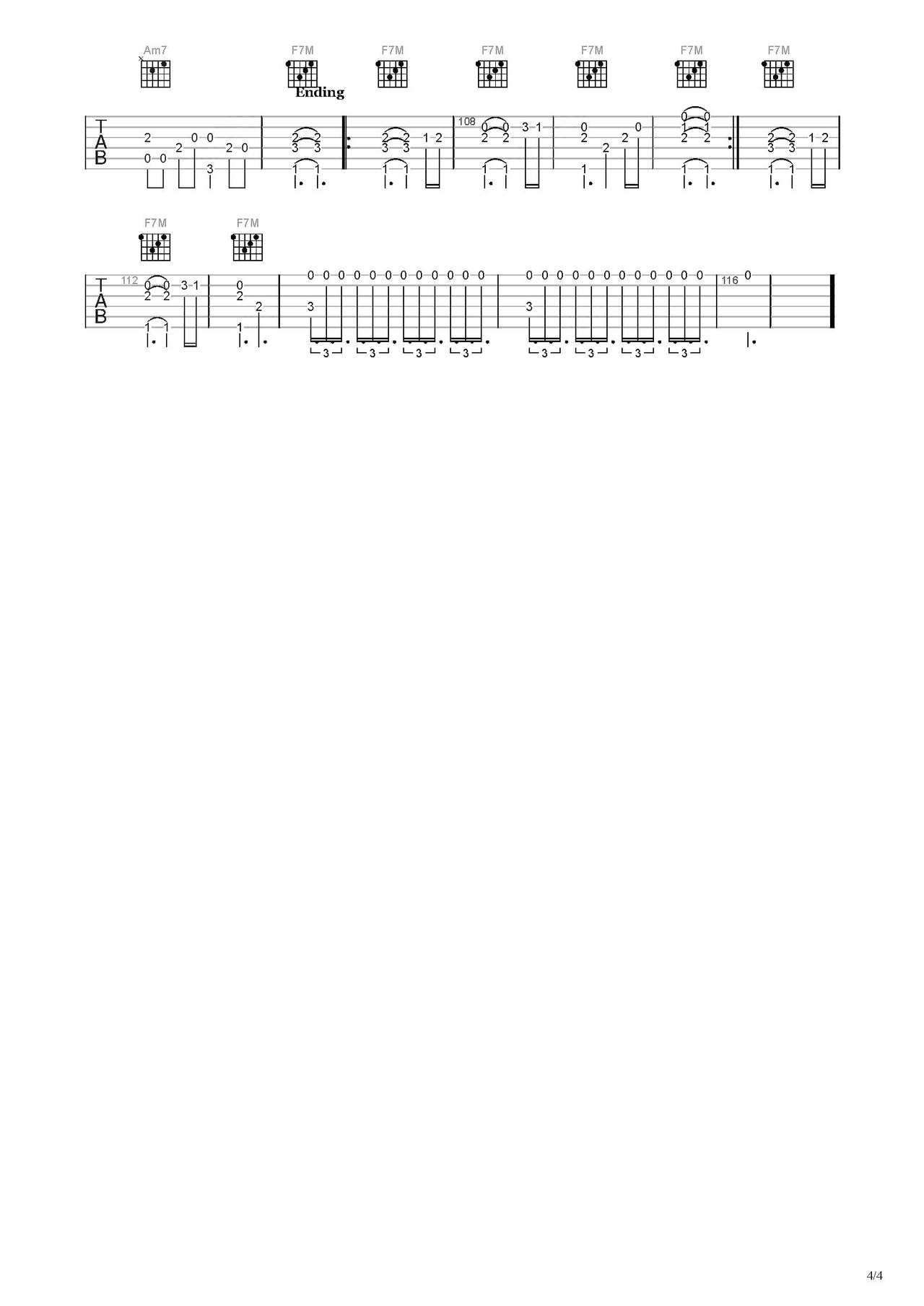 Merry吉他谱-指弹谱-c调-虫虫吉他