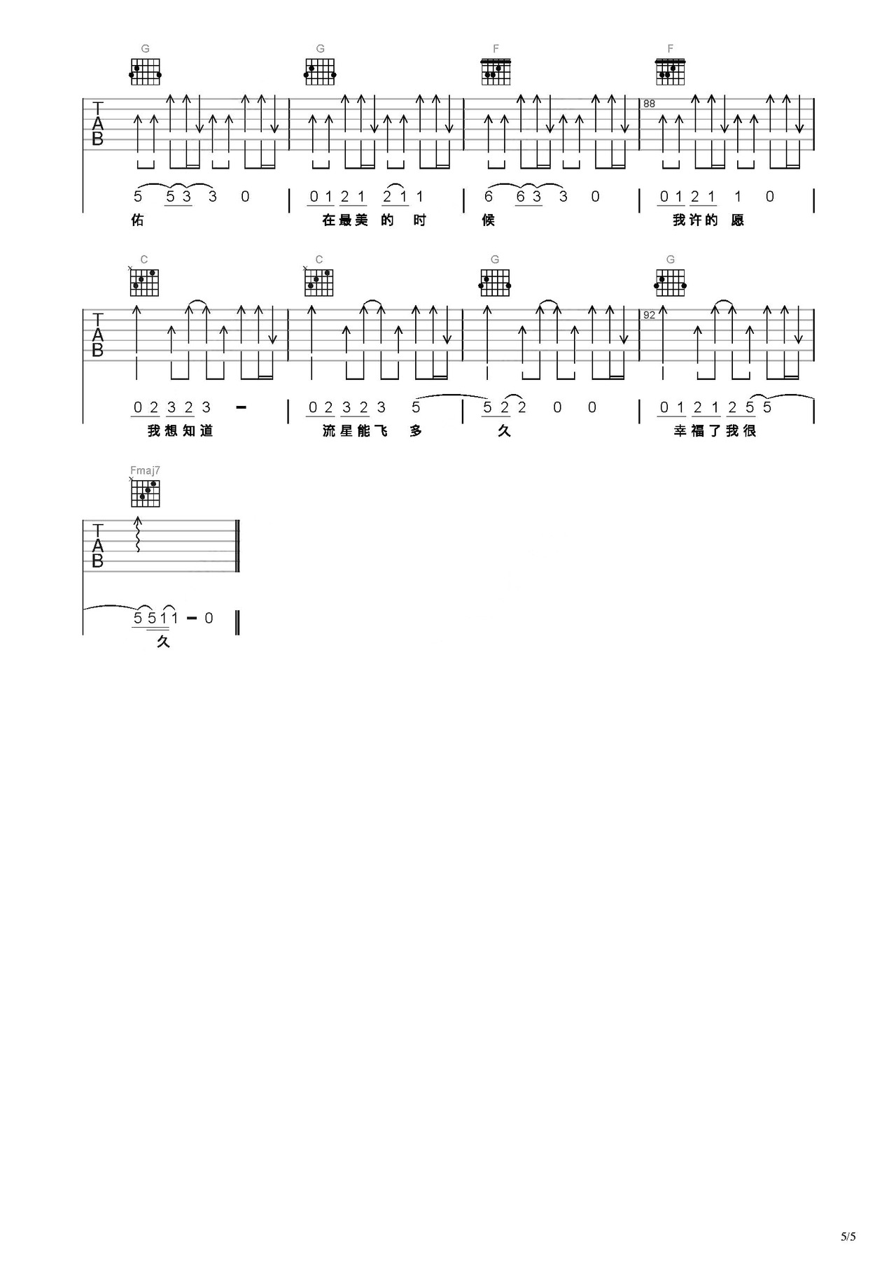 流星雨吉他谱_F4_C调弹唱77%专辑版 - 吉他世界