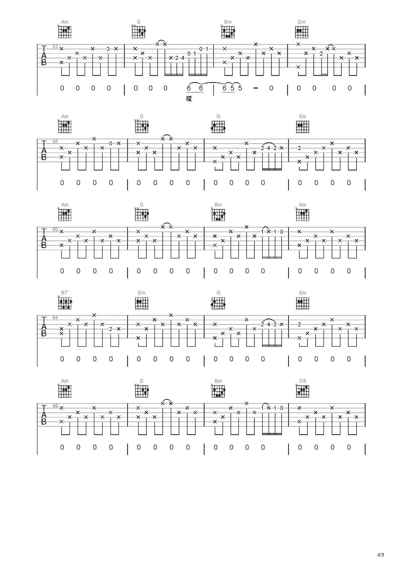 last吉他谱-弹唱谱-c调-虫虫吉他