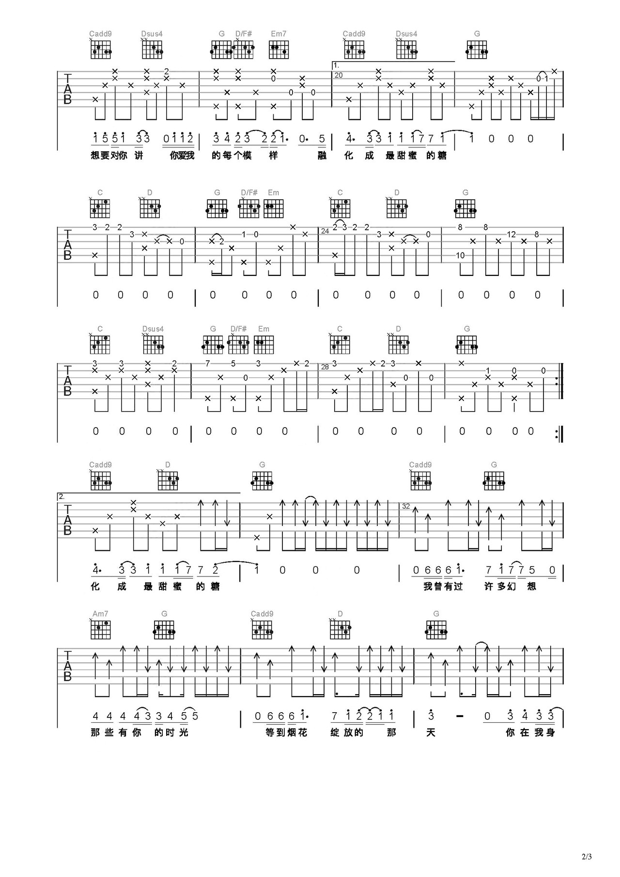 April吉他谱-弹唱谱-c调-虫虫吉他