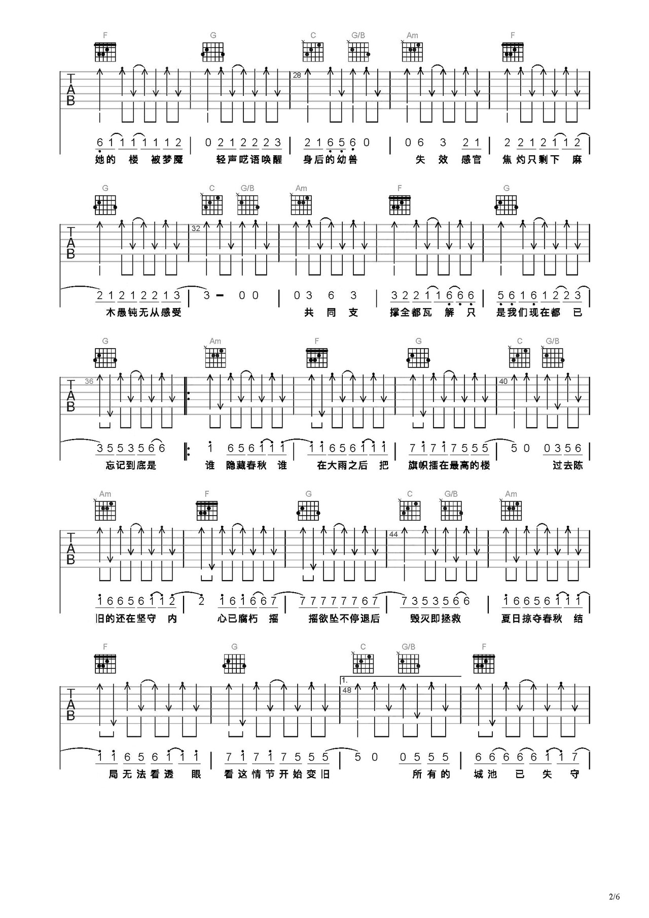 极恶都市吉他谱-弹唱谱-c调-虫虫吉他