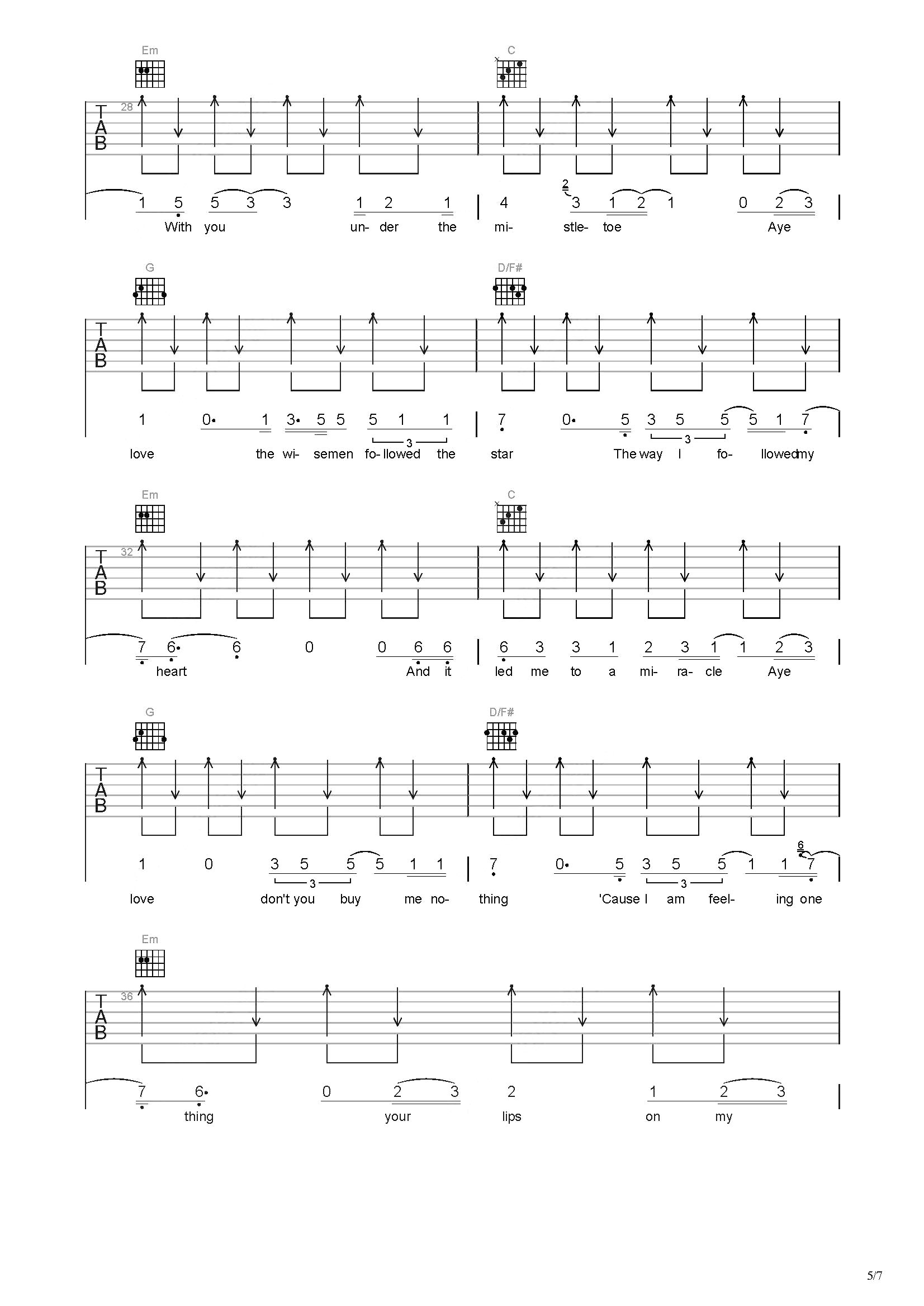mistletoe吉他谱-弹唱谱-c调-虫虫吉他